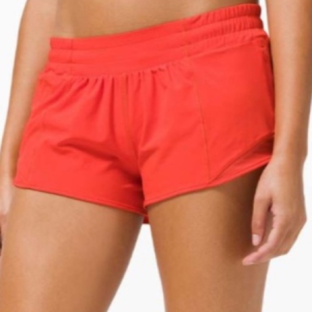 Lululemon Hotty Hot Short Size 12 with a 2.5" inseam Carnation Red